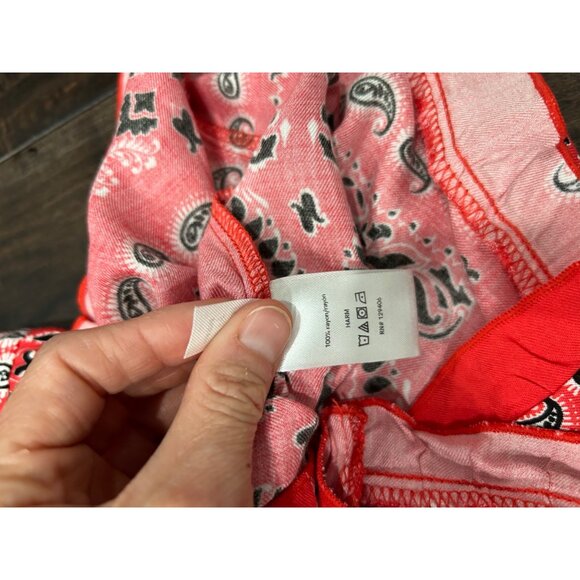 Venus Red Paisley Print Off Shoulder Baby Doll Romper Size M - Picture 8 of 10